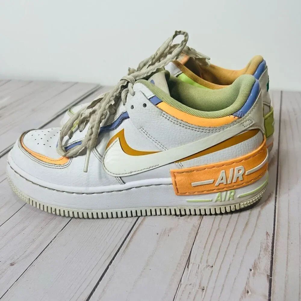 Nike Air Force One Shadow White Peach Pastel Sneakers Women’s 9 - Picture 6 of 9